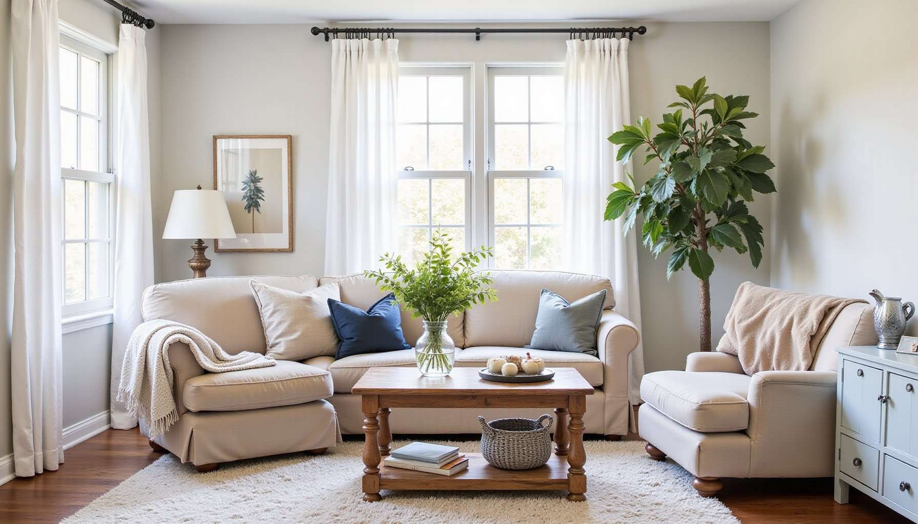 frugal farmhouse decor ideas for a cozy home on a budget featured