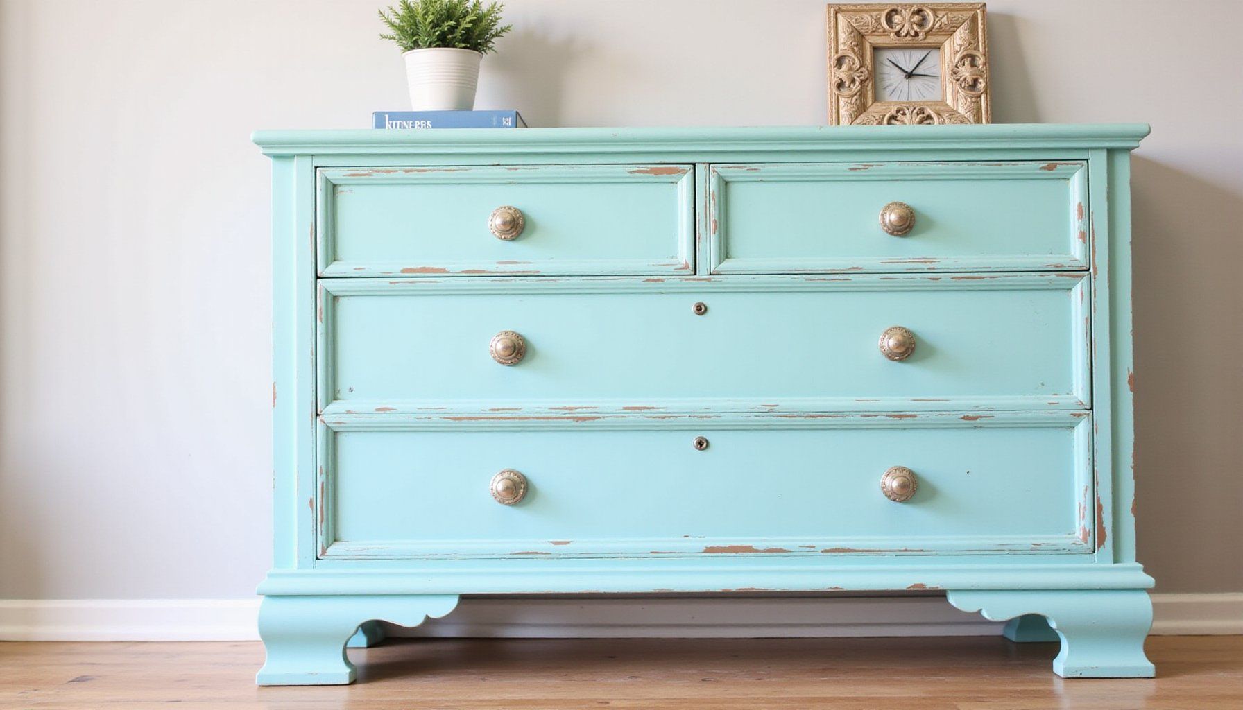 upcycled dresser makeover paint techniques and hardware swaps featured